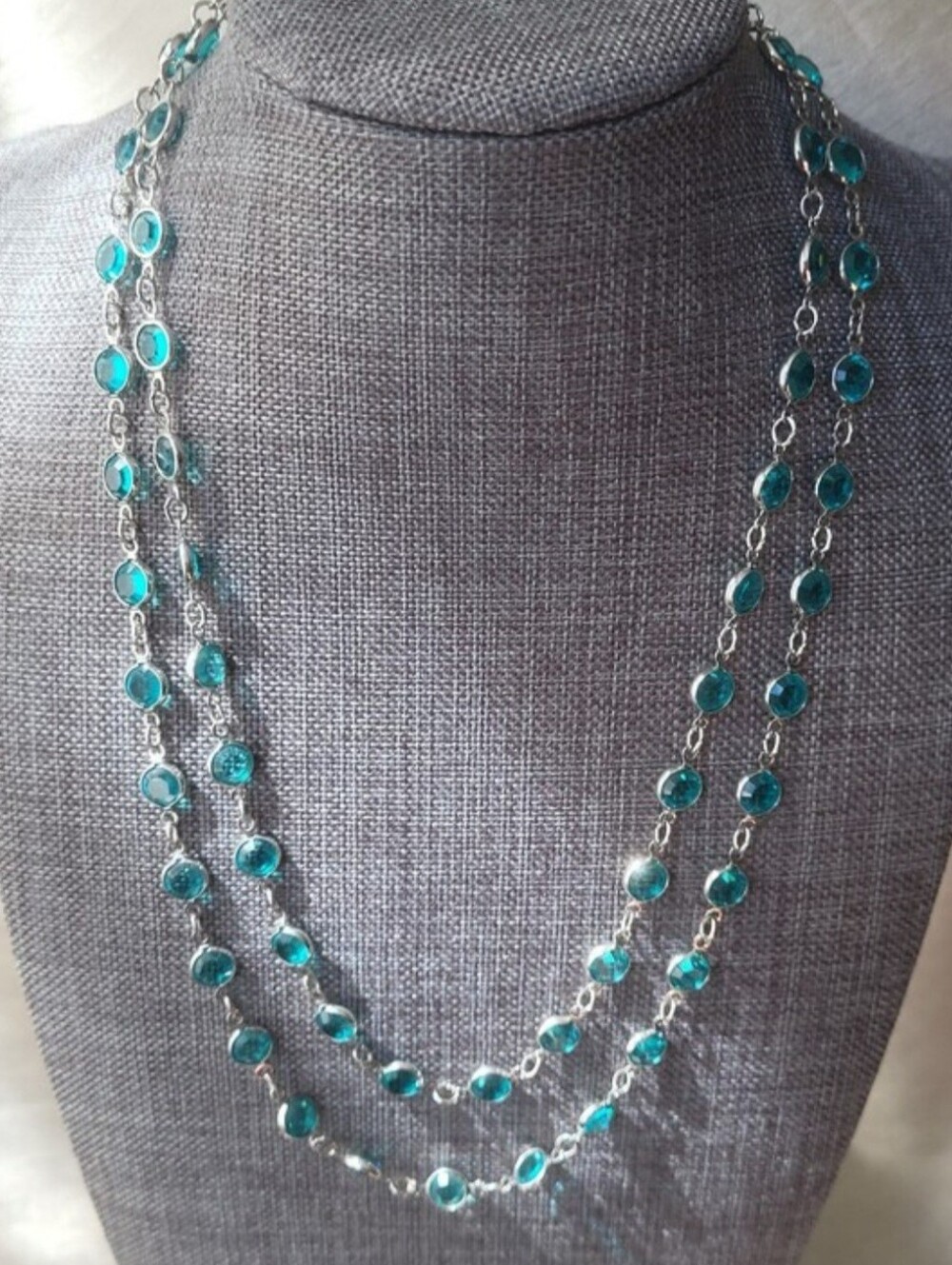 Touchstone Crystal by Swarovski Chanelle Necklace Blue Zircon 4487NF
